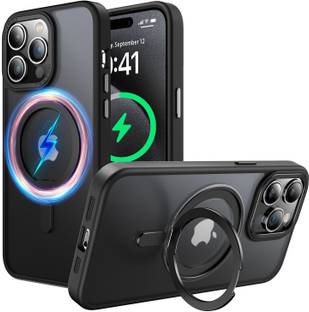 FIEUSCHE Back Cover for iPhone 15 Pro Max with Magnetic Invisible Stand, with Ring Holder Case