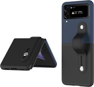 SCALEBEE Back Cover for Samsung Galaxy Z Flip 4 / Flip4 5G Ultra-Thin Lightweight Leather Strap Kickstand Cover