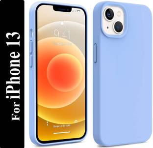 Coverskart Liquid Silicone Back Cover for Apple iPhone 13, Logo Embossed Shock Proof Microfiber Case