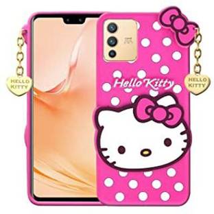 mobies Back Cover for Vivo V23 5G Hello Kitty 3D Cute Kitty Heart Pendant