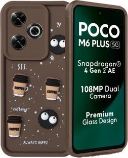 MOBIDEER Back Cover for Poco M6 Plus 5G / Redmi 13 5G, 3D Cartoon Coffee Emoji Designer | Shockproof & Stylish