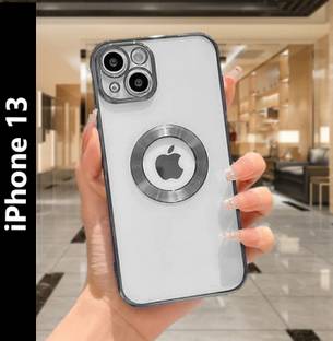 Midos Back Cover for Apple iPhone 13, Electroplating Chorme Logo Cut Transparent Cover For iPhone 13