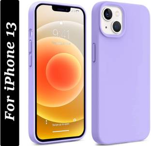 Coverskart Liquid Silicone Back Cover for Apple iPhone 13, Logo Embossed Shock Proof Microfiber Case