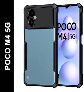 VAPRIF Back Cover for POCO M4 5G, Transparent Hybrid Hard PC, TPU Bumper
