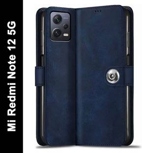 SESS XUSIVE Flip Cover for Mi Redmi Note 12 5G Designer Button Magnet Closure - Button Blue