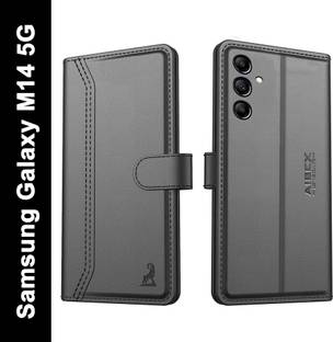 AIBEX Flip Cover for Samsung Galaxy M14 5G| Premium Leather Finish | Magnetic Closure | Kickstand Feature