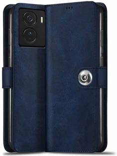 PAKME XUSIVE Flip Cover for iQOO Z7 5G Designer Button Magnet Closure - Button Blue