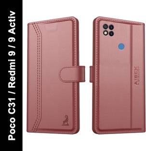 AIBEX Flip Cover for Redmi 9 / Redmi 9 Activ / Poco C31| Premium Leather Finish | Magnetic Closure | Kickstand