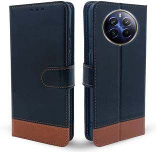 SESS XUSIVE Flip Cover for Realme 12 Plus 5G / Realme P1 5G -Dual-Color Leather Finish Wallet - Black & Brown