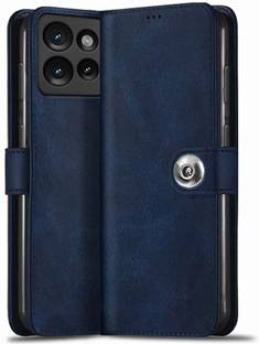 SESS XUSIVE Flip Cover for Motorola Moto Edge 50 5G Designer Button Magnet Closure - Button Blue