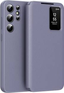 CRUPED Flip Cover for Samsung Galaxy S25 Ultra Smart-View Wallet Case – Leather, Card Slot, Tap Control