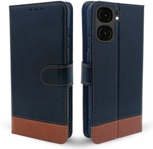 SESS XUSIVE Flip Cover for iQOO Neo 9 Pro 5G -Dual-Color Leather Finish Wallet - Black & Brown