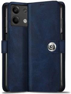 SESS XUSIVE Flip Cover for Mi Redmi Note 13 5G Designer Button Magnet Closure - Button Blue