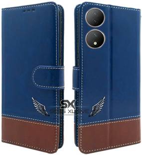 सेस क्यूसिव Flip Cover Vivo T2 5G -Dual-Color Leather Finish Wallet - Blue & Brown के लिए