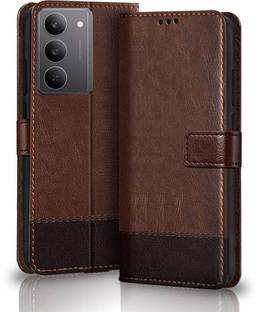 SESS XUSIVE Flip Cover for Realme P3X 5G -Dual-Color Leather Finish Wallet - Brown & Coffee