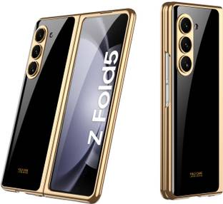 Midkart Front & Back Case for Samsung Galaxy Z fold 5 Luxury Plating Design Plexiglass Hard PC Electroplated Case