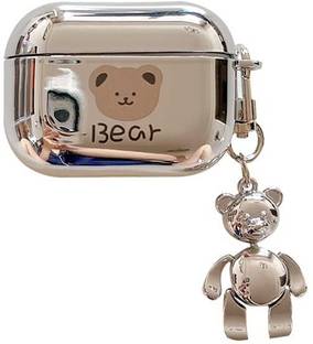Oboe Front & Back Case for Apple AirPods Pro 2nd Gen 2022 Charging Case Mirror Case Teddy Design Cover with Keychain
