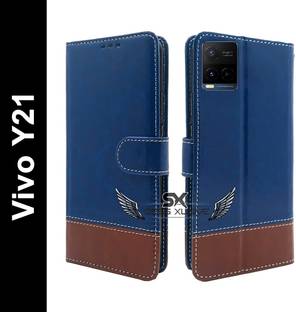 SESS XUSIVE Flip Cover for Vivo Y21 -Dual-Color Leather Finish Wallet