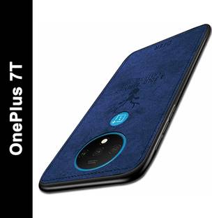 MOBILOVE Back Cover for OnePlus 7T | Deer Pattern Cloth Texture Leather Finish Soft Fabric Hybrid Case