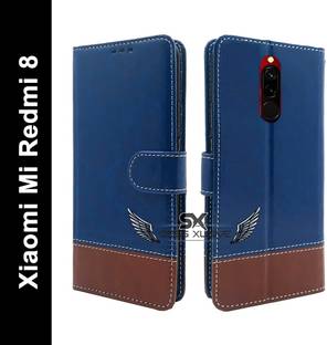 सेस क्यूसिव Xiaomi Mi Redmi 8 -Dual-Color Leather Finish Wallet - Blue & Brown के लिए