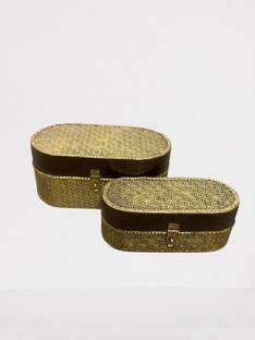 Maboleesham WOODEN BOX BRASS FITTED Cash Box
