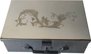 Crevita Safe Locker Storage Boxes For Cash,Jewelry Box 9 inch With Laser Print Design Cash Box
