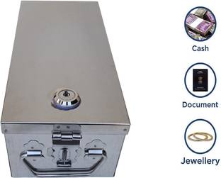 GvanyS Pre Fited Lock Heavy Steel Jewelry,Cash Ornament Locker Box-8 Inch(Steel) Cash Box