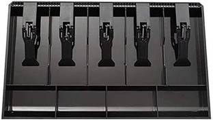 divinezon Cash Drawer, 5 Cash and 4 Coin Organizer for Supermarket (black,plastic) Cash Box