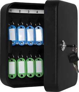 Bellveen 20 Key Hooks & Tags Key Box with Key Lock, Steel Security Locking Key Organizer Cash Box