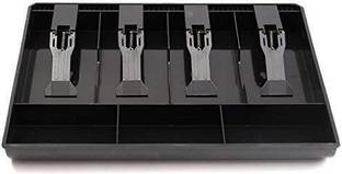 divinezon Cash Register Box 4 Cash and 3 Coin Compartment, Store Cashier Coin Drawer Box Cash Box