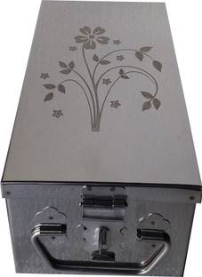 GvanyS Stainless Steel Storage Box Organizer Vanity Box-8 Inch. Cash Box