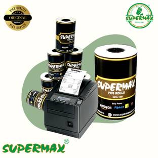 Supermax Thermal Roll Paper/Billing Machine Paper, POS Machine Rolls 3 Inch- 80mm(Width)X 50 Meter(Length) 65 GSM Thermal Paper (Pack Of 40 Rolls) Thermal Cash Register Paper Thermal Cash Register Paper