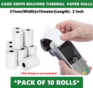 AIMERS PETROL PUMP MACHINE ROLL - 57mm(Width)x15meter(Length) Set of 10 Rolls Thermal Thermal Cash Register Paper