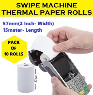 AIMERS Swipe Machine Paper Rolls-57mm(Width)x15meter(Length)-2 Inch, Set of 10 Rolls Thermal Cash Register Paper