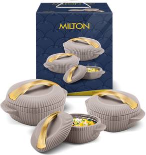 MILTON Oyster Jr. Set of 3 PU Insulated Inner Steel Casseroles 455ml, 860ml & 1.27L Pack of 3 Serve Casserole