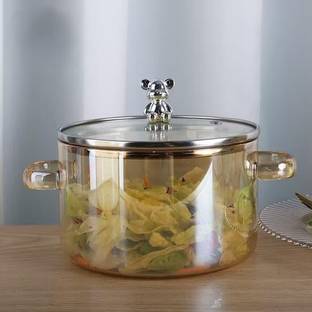 FANCYTREND Glass Serving Bowl with Lid Cooking Pot Mixing Bowl with Lid Oven Casserole Cook and Serve Casserole