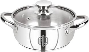Anjali Life Time Anjali Belly Encapsulated Bottom Stainless Steel Pot with Glass Lid Cook and Serve Casserole