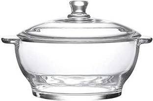 Isipho 1000ml Toughened Glass Microwave Oven Safe Serving Bowl Casserole with Lid Serve Casserole Set