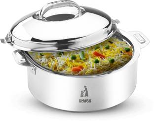 Dhara Stainless Steel Ultra 4000 PU Insulated Double Wall Casserole Silver Serve Casserole