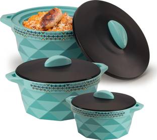 Selvel SELVEL Diamond Inner Stainless Steel Casserole Pack of 3 Thermoware Casserole Set