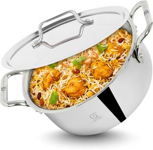 Omichef Primax 22CM(4.2Ltr) Triply Stainless Steel Casserole with Lid,Datch Oven Cook and Serve Casserole