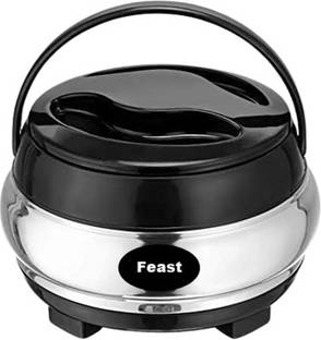 Feast Stainless Steel Belly Model Casserole/Roti Pot/Hot Pot with Plastic Lid 1500 ml Thermoware Casserole