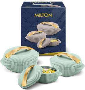 MILTON Oyster Jr. Set of 3 PU Insulated Inner Steel Casseroles 455ml, 860ml & 1.27L Pack of 3 Serve Casserole