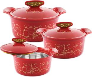 Flipkart SmartBuy Akoya Classic Insulated Inner Stainless Steel Chapati/Biryani/Vegitable Serving Pack of 3 Thermoware Casserole Set