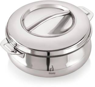 Dhara Stainless Steel Handi 3500 PU Insulated Double Wall Casserole Silver Serve Casserole