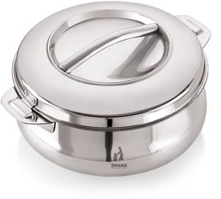 Dhara Stainless Steel Handi 3000 PU Insulated Double Wall Casserole Silver Serve Casserole