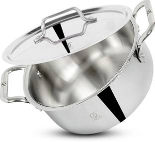 Omichef Primax 22CM(4.2Ltr) Triply Stainless Steel Casserole with Lid,Datch Oven Cook and Serve Casserole