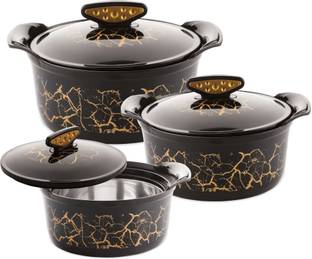 Flipkart SmartBuy Akoya Classic Insulated Inner Stainless Steel Chapati/Biryani/Vegitable Serving Pack of 3 Thermoware Casserole Set