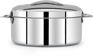 MANAU Hot Serve Double Wall Insulated Hot Pot Stainless Steel Casserole with Steel Lid (3500ML,Weight-1.4 Kgs) Serve Casserole