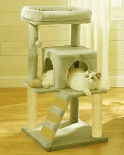 WUDYHUB Premium Cat Tree with Sisal Scratching Posts, Dangling Balls Free Standing Cat Tree